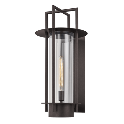 Bronze with Clear Cylindrical Glass Shade Outdoor Wall Sconce - LV LIGHTING