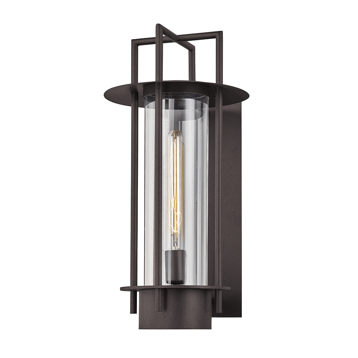 Bronze with Clear Cylindrical Glass Shade Outdoor Wall Sconce - LV LIGHTING