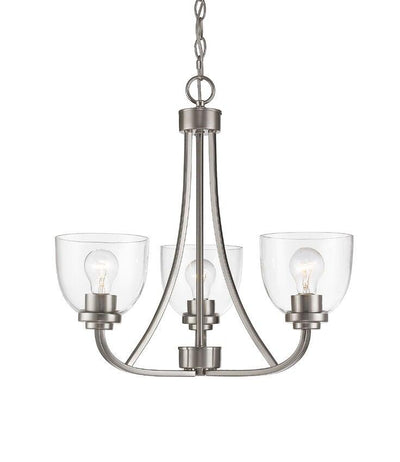 Steel Sweeping Lush Curves with Clear Glass Shade Chandelier - LV LIGHTING