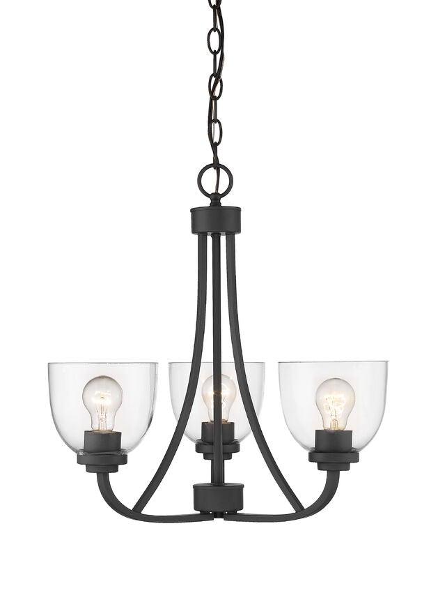 Steel Sweeping Lush Curves with Clear Glass Shade Chandelier - LV LIGHTING