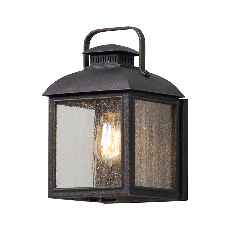 Vintage Bronze with Clear Seedy Glass Shade Outdoor Wall Sconce - LV LIGHTING