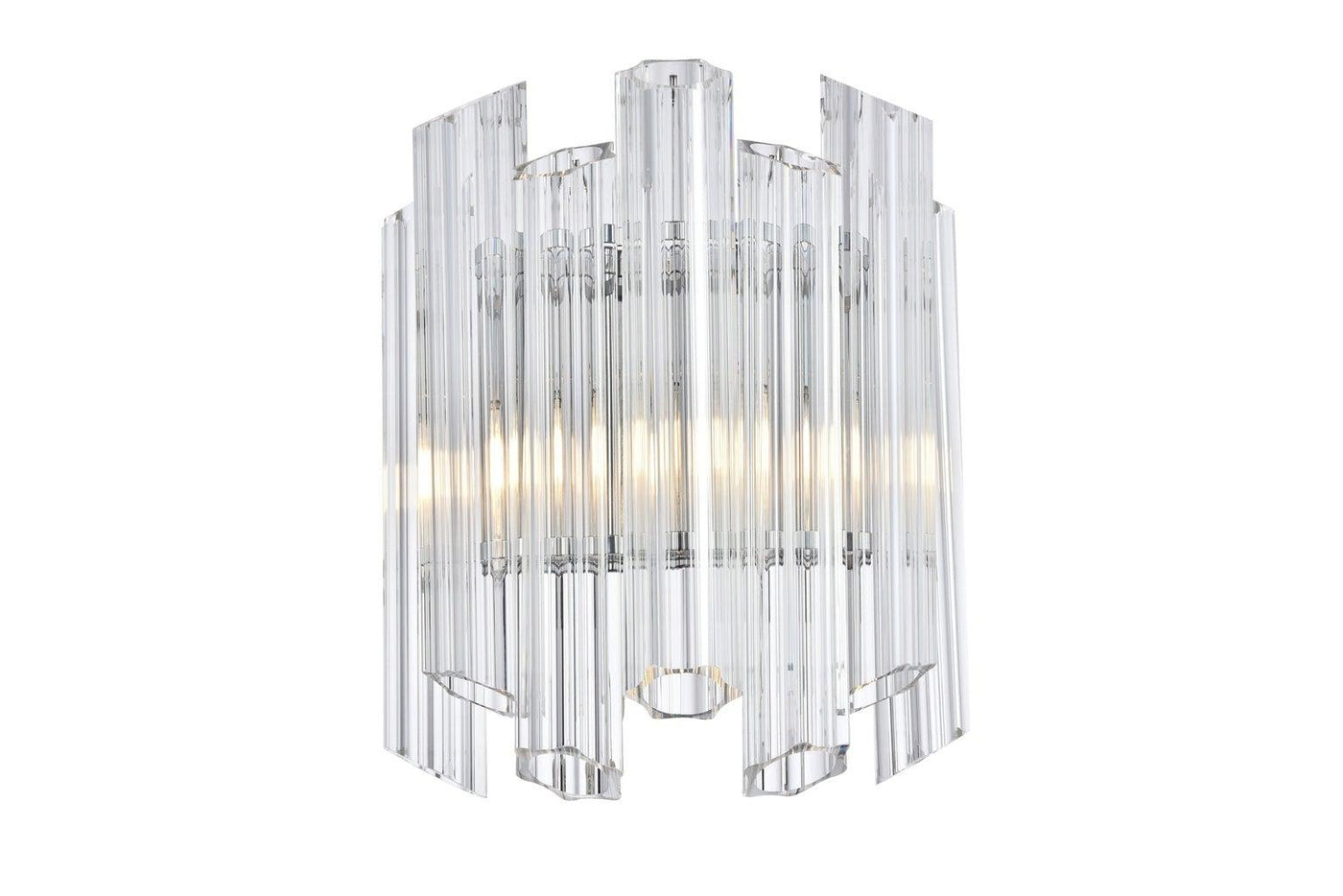 Chrome with Clear Cylindrical Glass Tube Wall Sconce - LV LIGHTING
