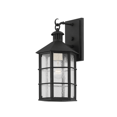 French Iron with Clear Seedy Glass Shade Outdoor Wall Sconce - LV LIGHTING