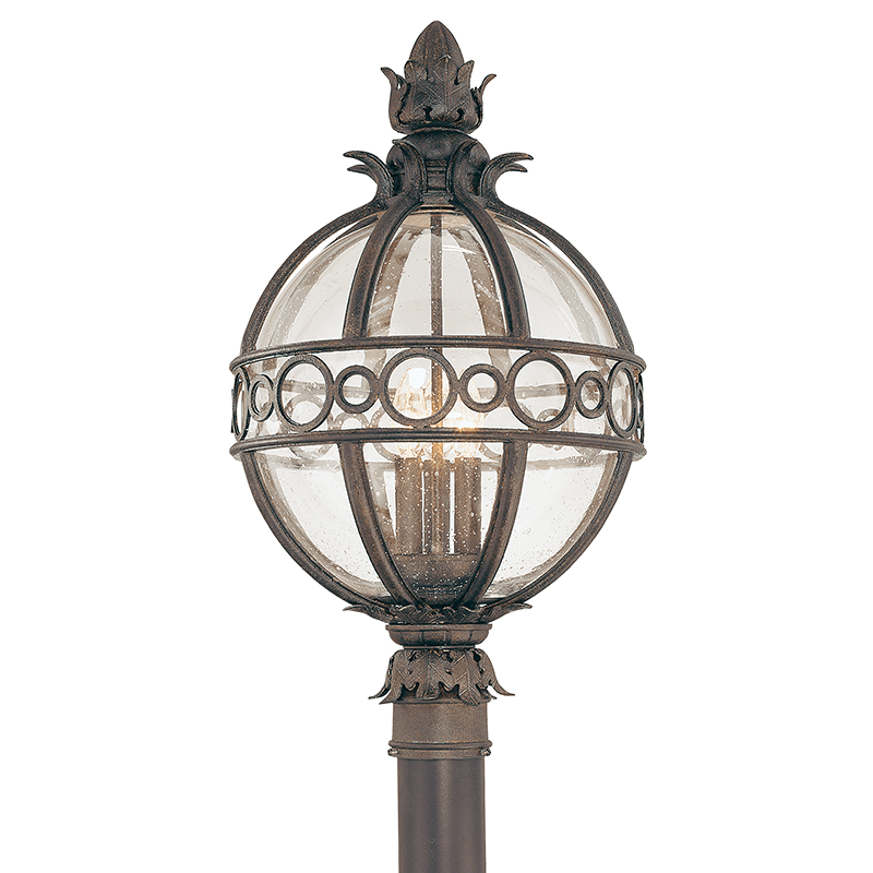 Campanile Bronze with Clear Seedy Glass Outdoor Post Light - LV LIGHTING