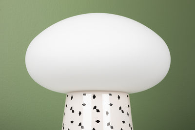 Ceramic White Base with Satin White Glass Shade Table Lamp