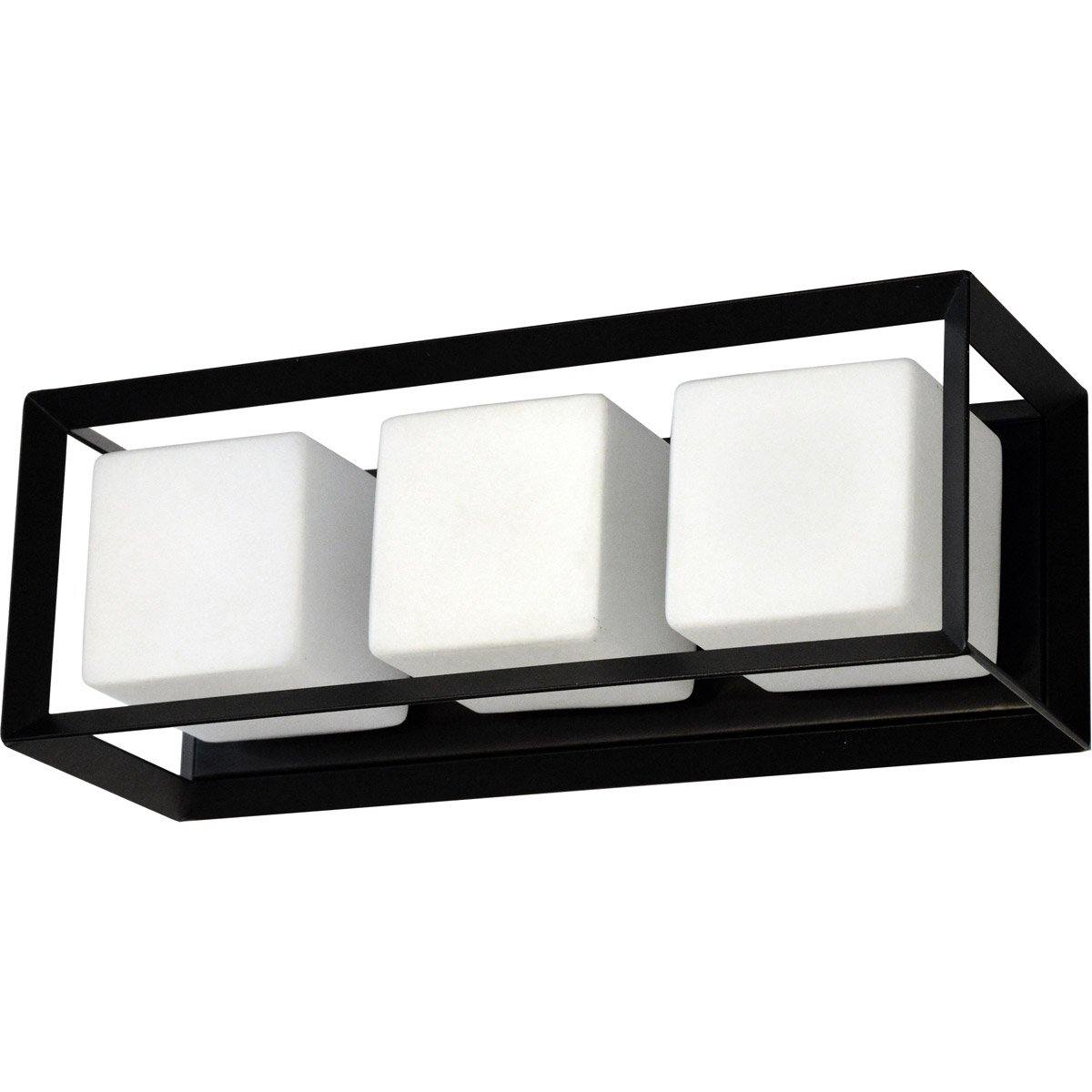 Matte Black Frame with Opal White Square Vanity Light - LV LIGHTING