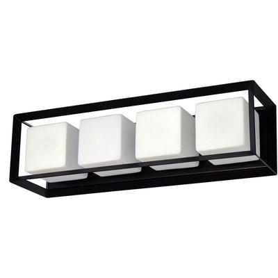 Matte Black Frame with Opal White Square Vanity Light - LV LIGHTING