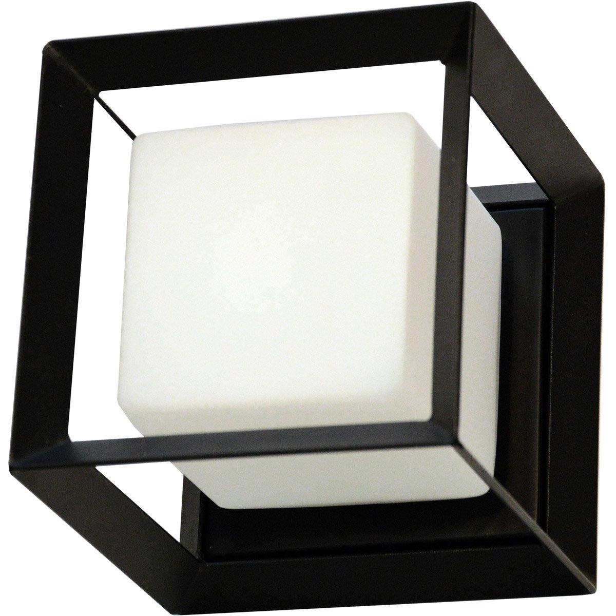 Matte Black Frame with Opal White Square Vanity Light - LV LIGHTING