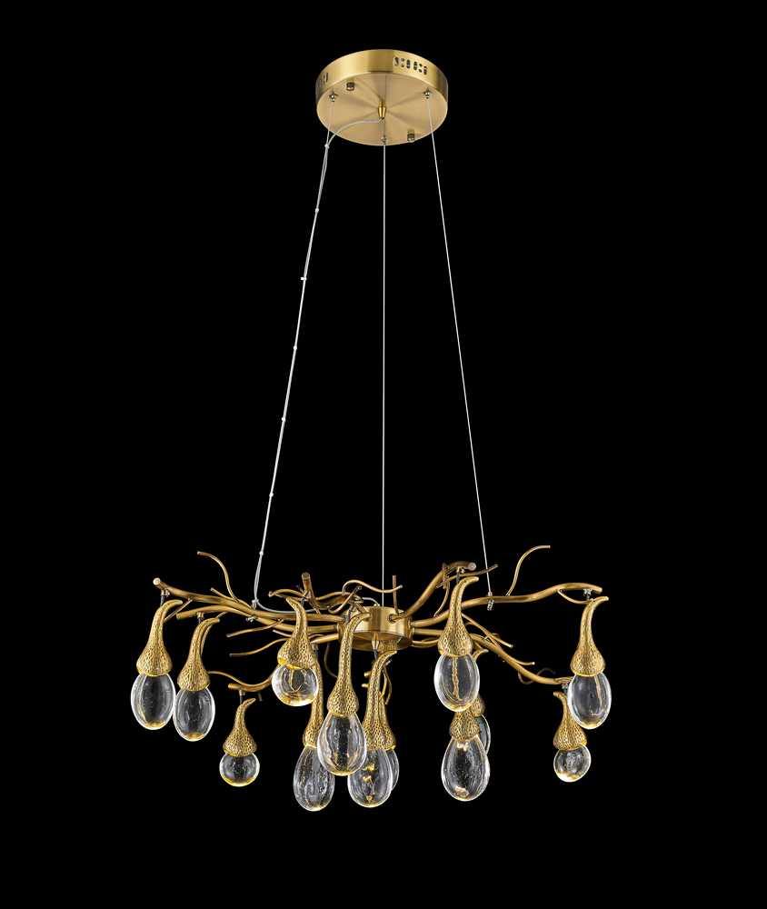 LED Brass with Crystal Drop Chandelier - LV LIGHTING