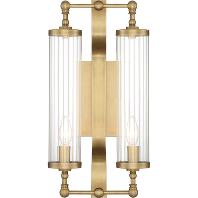Steel Frame with Clear Cylindrical Ribbed Glass Shade Wall Sconce