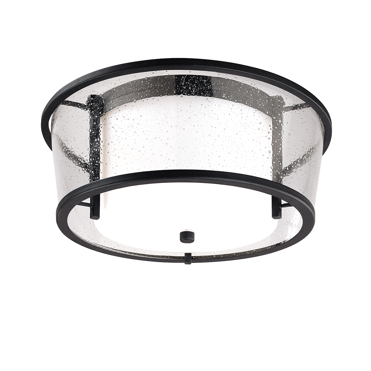 Forged Bronze with Clear Seedy Glass Shade Outdoor Flush Mount - LV LIGHTING