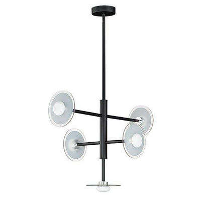 Black with Frosted and Satin White Glass Pendant - LV LIGHTING