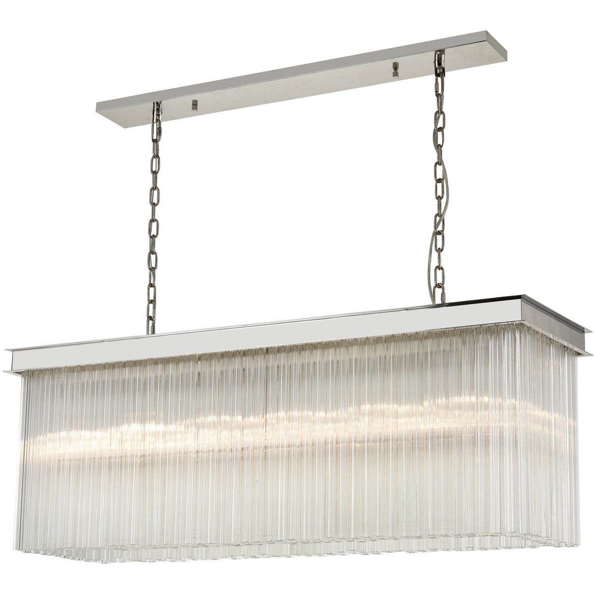 Steel Rectangular Frame with Clear Glass Rod Linear Chandelier