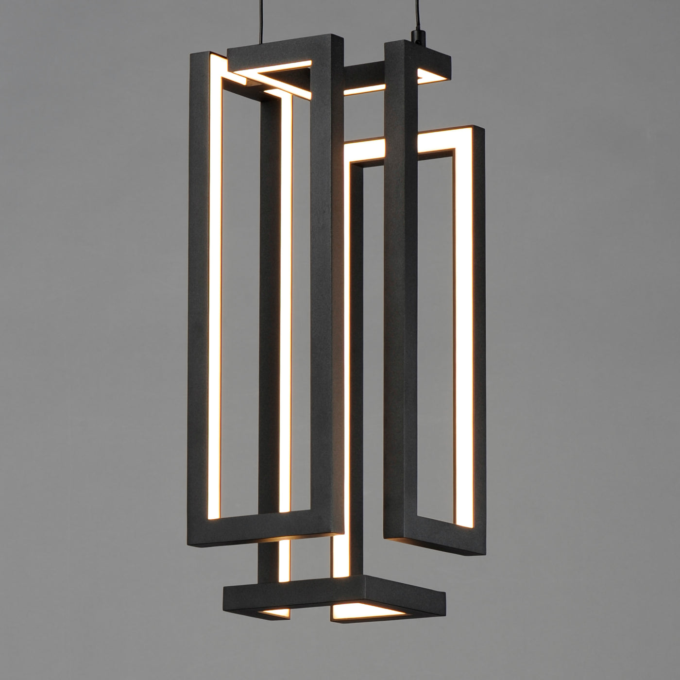 LED Steel Cubist Frame with Acrylic Diffuser Pendant