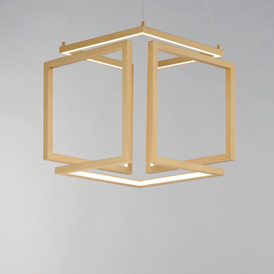 LED Steel Cubist Frame with Acrylic Diffuser Pendant