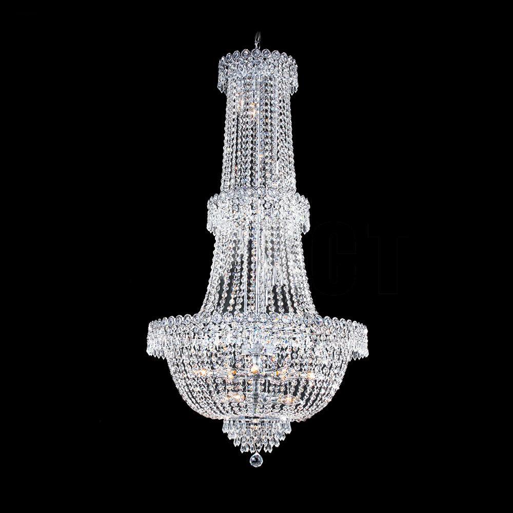 Chrome with Clear Crystal and Strand Chandelier - LV LIGHTING