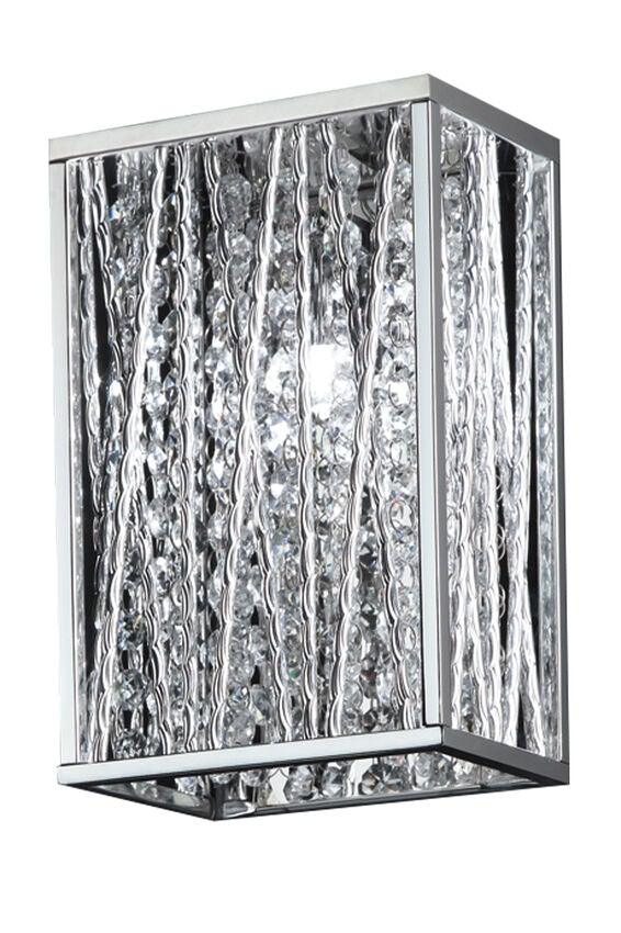 Chrome with Crystal Rectangle Caged Shade Wall Sconce - LV LIGHTING