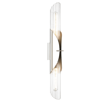 Steel Sleeve with Clear Cylindrical Glass Shade Wall Sconce