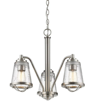 Steel with Clear Seedy Glass Shade Down Chandelier - LV LIGHTING