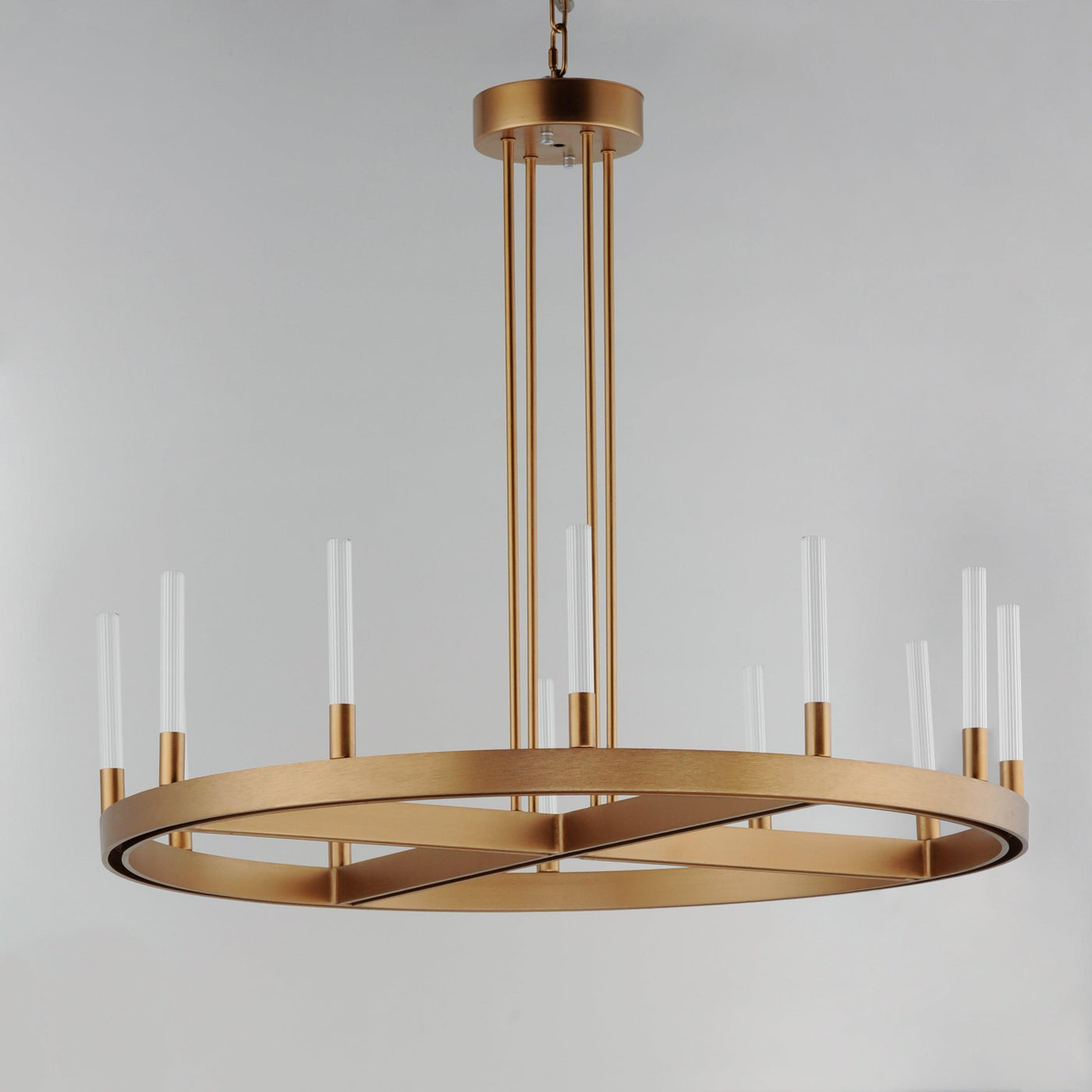 LED Aluminum Frame with Clear Glass Tube Chandelier - LV LIGHTING