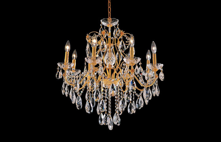 Steel with Clear Crystal Drop and Strand Chandelier - LV LIGHTING