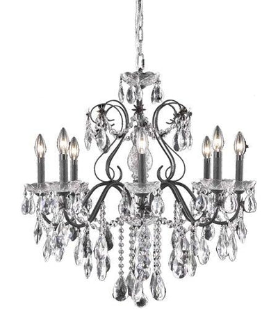 Steel with Clear Crystal Drop and Strand Chandelier - LV LIGHTING