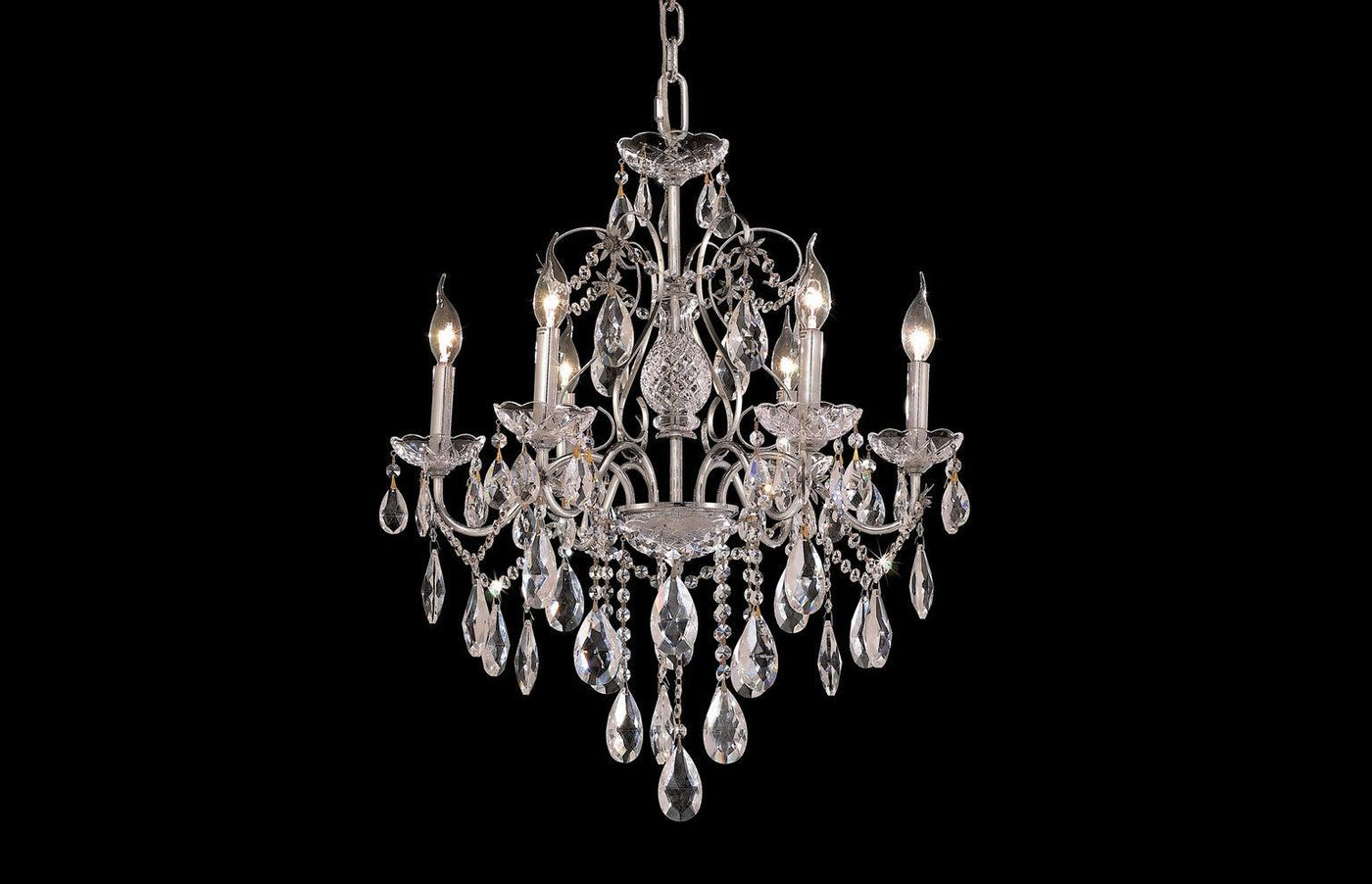 Steel with Clear Crystal Drop and Strand Chandelier - LV LIGHTING