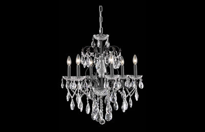 Steel with Clear Crystal Drop and Strand Chandelier - LV LIGHTING