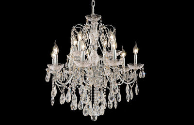 Steel with Clear Crystal Drop and Strand Chandelier - LV LIGHTING