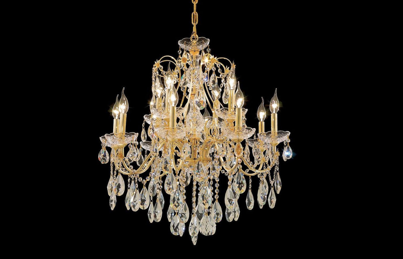 Steel with Clear Crystal Drop and Strand Chandelier - LV LIGHTING