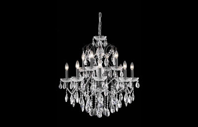 Steel with Clear Crystal Drop and Strand Chandelier - LV LIGHTING