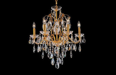 Steel with Clear Crystal Drop and Strand Chandelier - LV LIGHTING