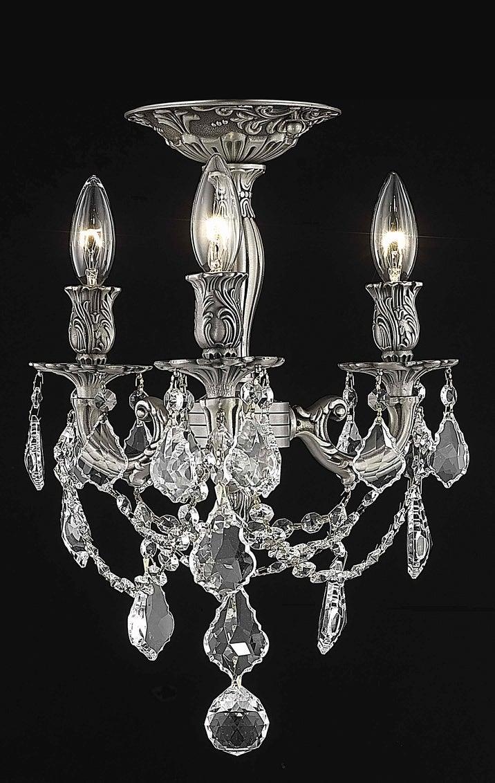 Steel with Clear Crystal Drop and Strand Flush Mount - LV LIGHTING