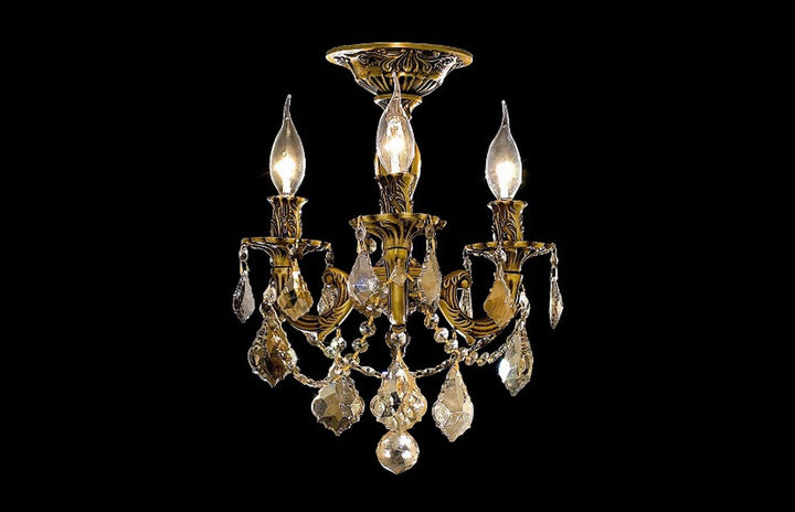 Steel with Clear Crystal Drop and Strand Flush Mount - LV LIGHTING