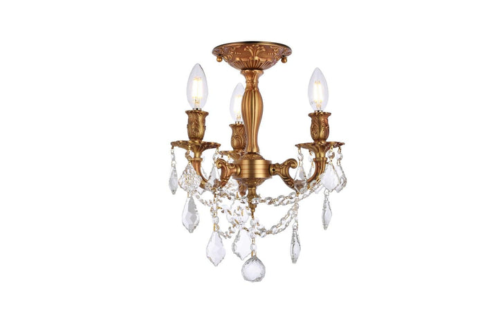 Steel with Clear Crystal Drop and Strand Flush Mount - LV LIGHTING