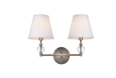 Satin Nickel with White Shade Wall Sconce - LV LIGHTING