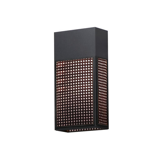 Lattice LED Outdoor Sconce in Black Rattan by Maxim Lighting