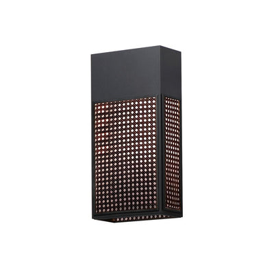 LED Rectangular Frame with Synthetic Rattan Shade Outdoor Wall Sconce
