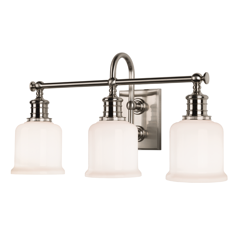 Steel with Arch Arm with Opal Glossy Glass Shade Vanity Light