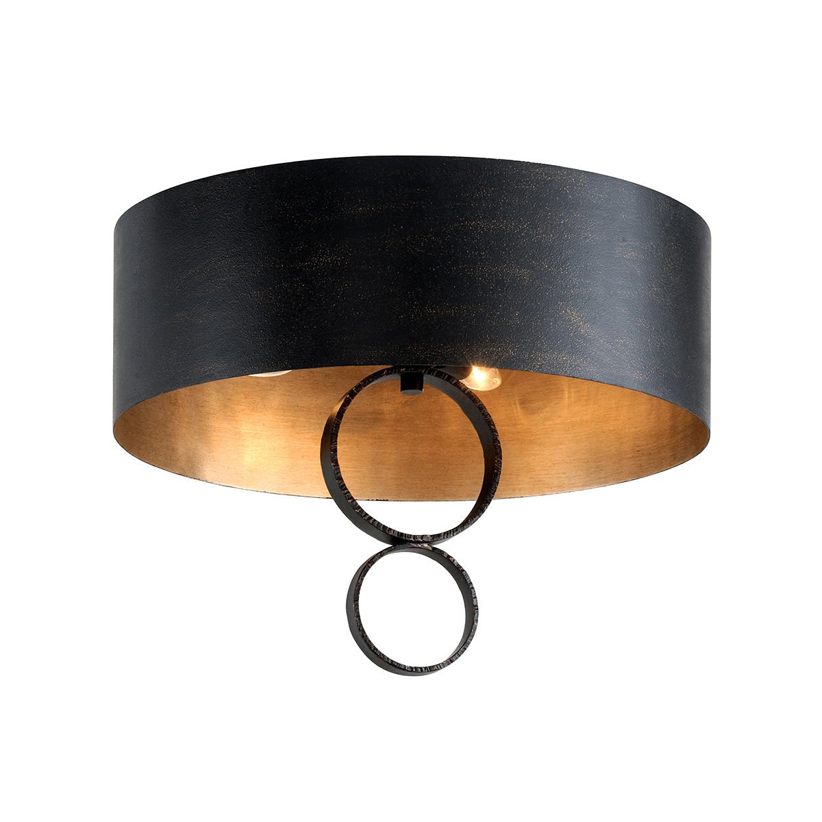 Charred Copper Shade with Ring Flush Mount - LV LIGHTING