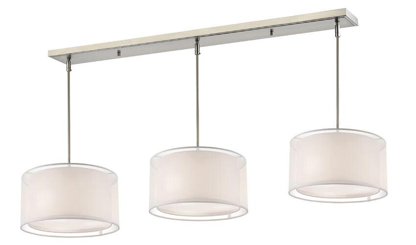 Brushed Nickel with Transparent Organza Shade Pendant - LV LIGHTING