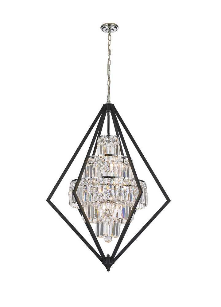 Black and Chrome with Crystal Chandelier - LV LIGHTING