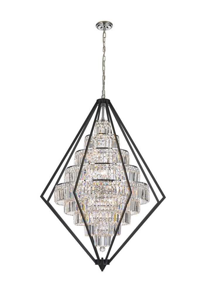 Black and Chrome with Crystal Chandelier - LV LIGHTING