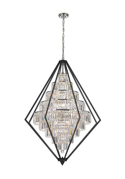 Black and Chrome with Crystal Chandelier - LV LIGHTING