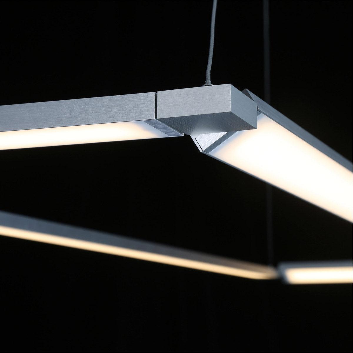LED Aluminum Rectangular Frame with Silk Screen Glass Diffuser Linear Pendant - LV LIGHTING
