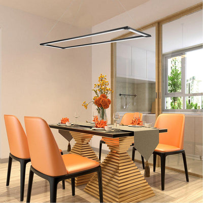 LED Aluminum Rectangular Frame with Silk Screen Glass Diffuser Linear Pendant - LV LIGHTING