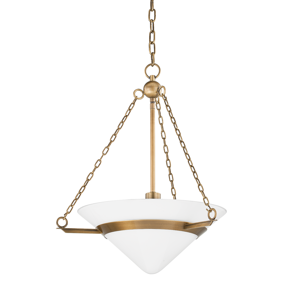 Patina Brass Frame with Opal Glossy Glass Shade Chandelier