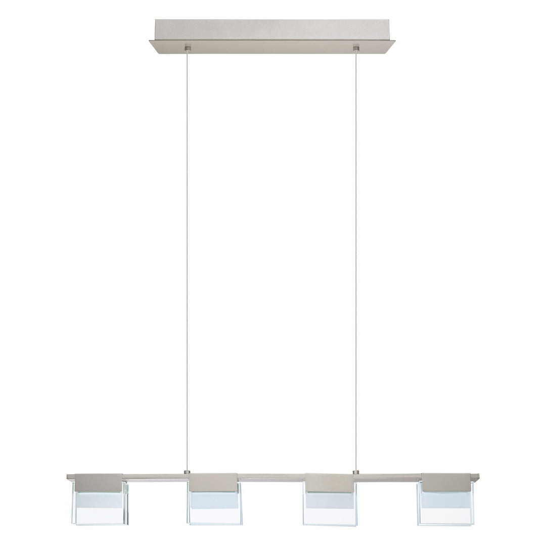 LED Satin Nickel with Glass Shade Pendant - LV LIGHTING