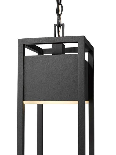 LED Black Rectangular Aluminum Cage Outdoor Pendant - LV LIGHTING