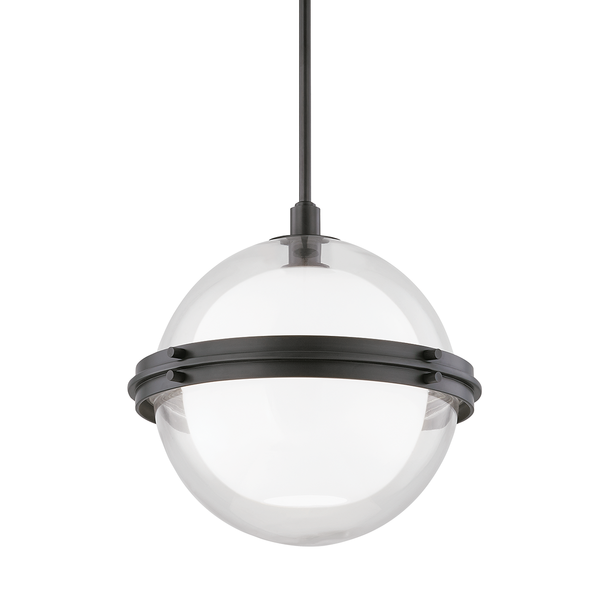 Steel Frame with Glass in Glass Orb Shade Pendant